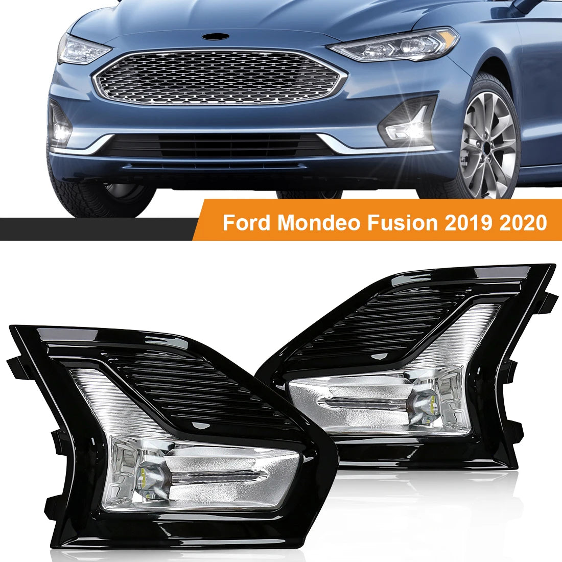 Led Fog Lamps For Ford Mondeo Fusion 2019 2020 Daytime Running Light DRL Car Front Driving | AUTOKITSHOP