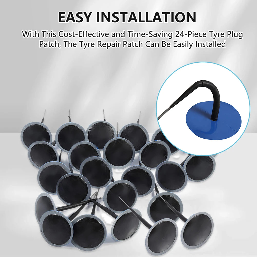 24Pcs Auto Tubeless Tyre Puncture Repair Wired 4.5mm Mushroom Nail Tyre Film Tyre Cold Patch Fil - Automotive LED Light
