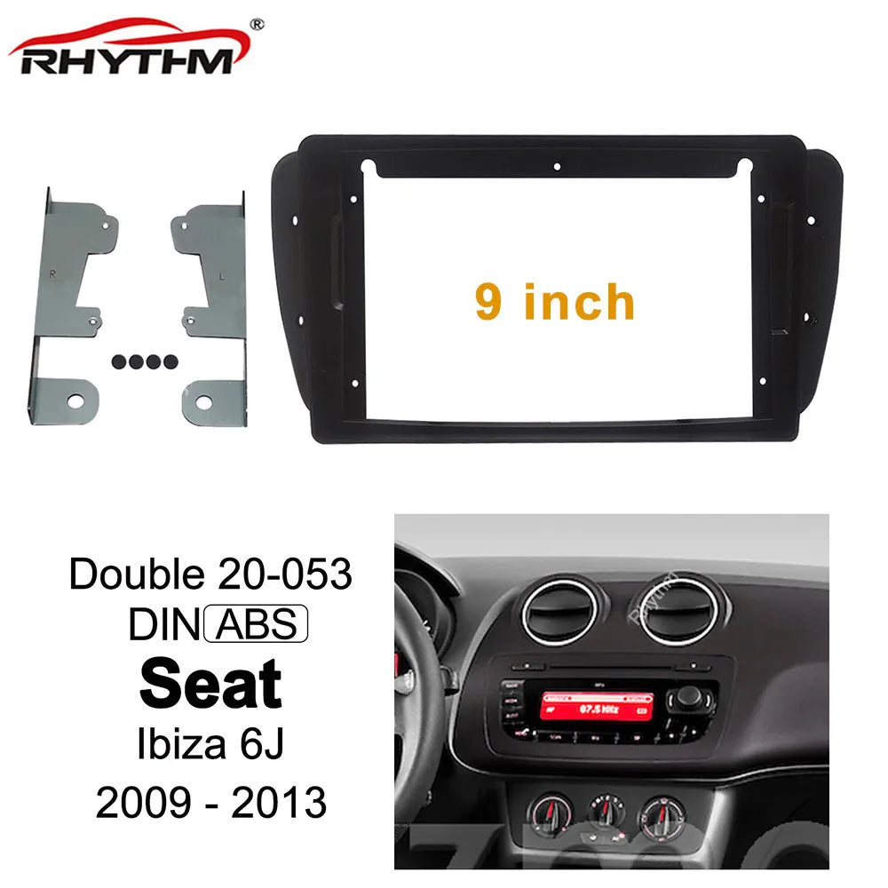 9 Inch 2din Car Fascia for Seat Ibiza 6J 2009 - 2013 Stereo Panel Dash Installation Double | AUTOKITSHOP