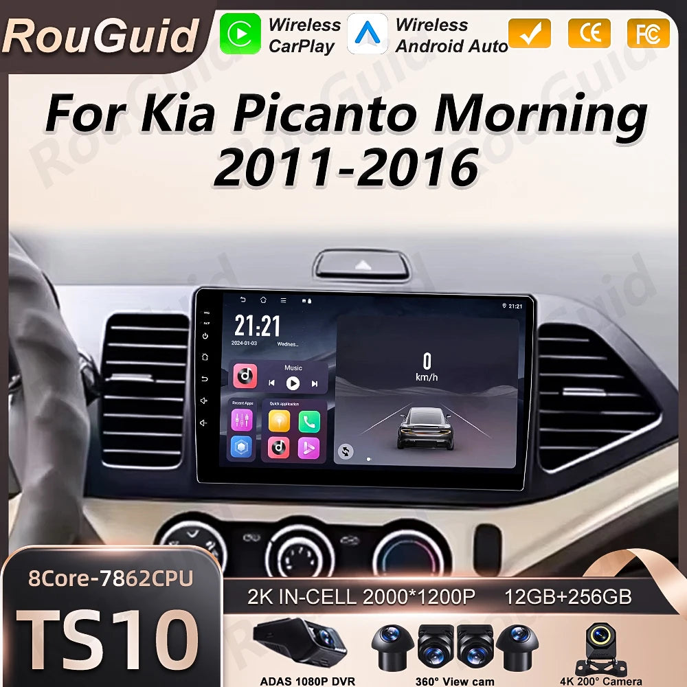 Android 16 Carplay Auto For KIA PICANTO Morning 2011 2012 2013 2014 2015 2016 Player Multi | AUTOKITSHOP