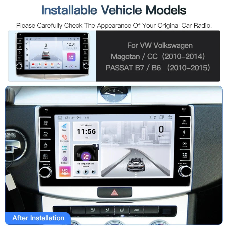 SZLELV Car Radio For VW Volkswagen Magotan Passat B7 B6 CC Android 15 Carplay Auto Player