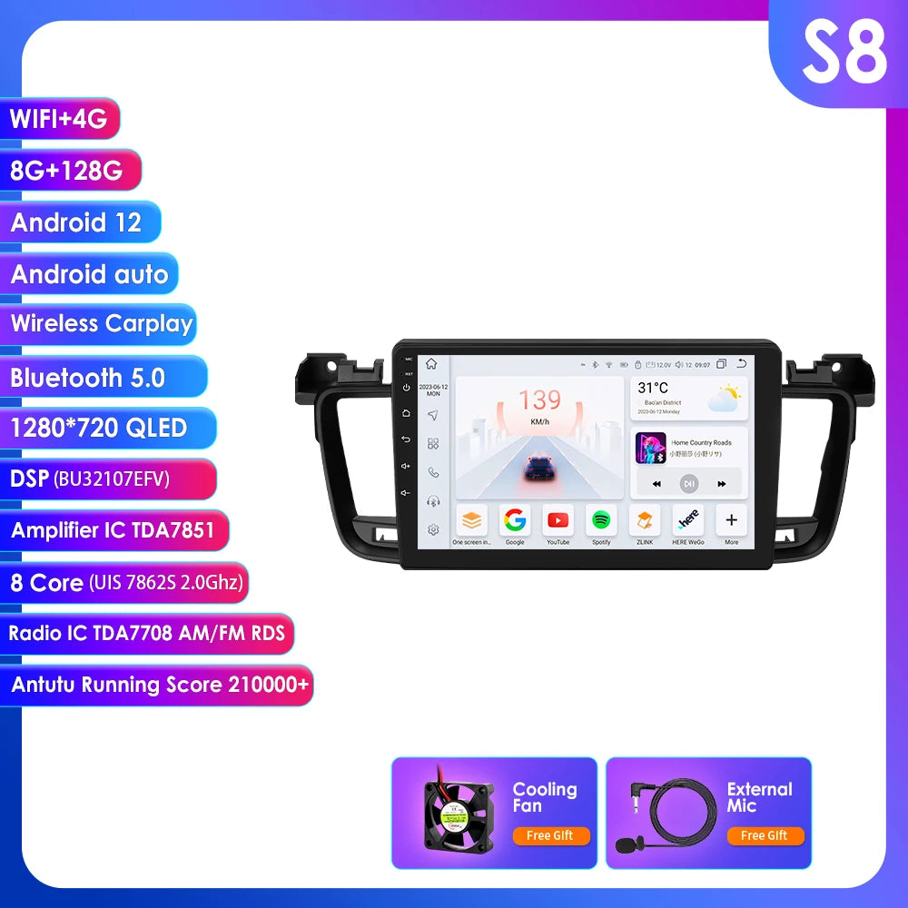 Carplay Android auto Car radio For Peugeot 508 2011-2018 Multimedia player 4G Autoradio GP