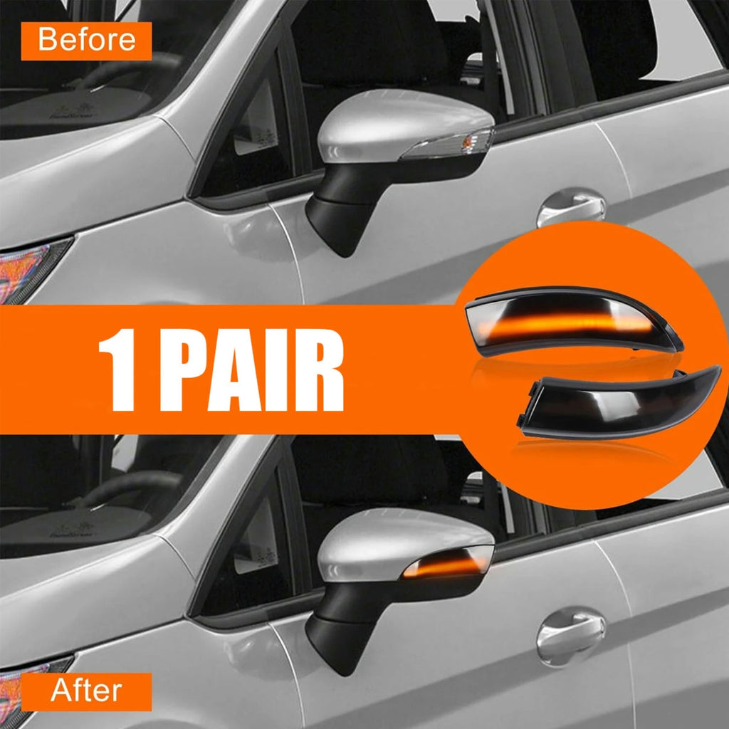 2Pcs/Set LED Mirror Turn Signal Lights Replacement Fits For 2008-2017 Ford Fiesta MK7 Auto