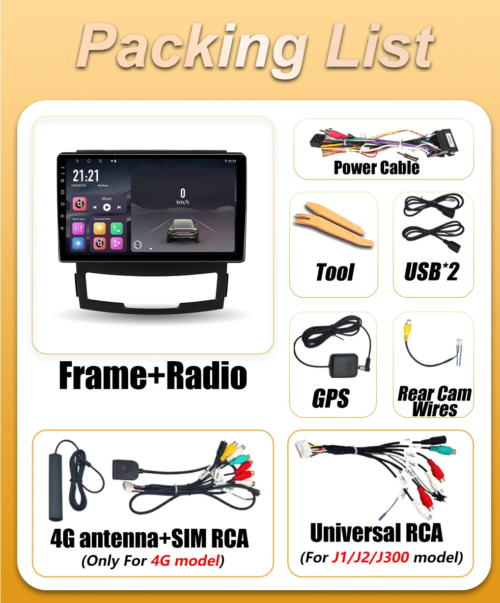 Android 16 Auto Car Radio For SsangYong Korando 3 Actyon 2 2010 2011 2012 2013 Carplay Mul | AUTOKITSHOP