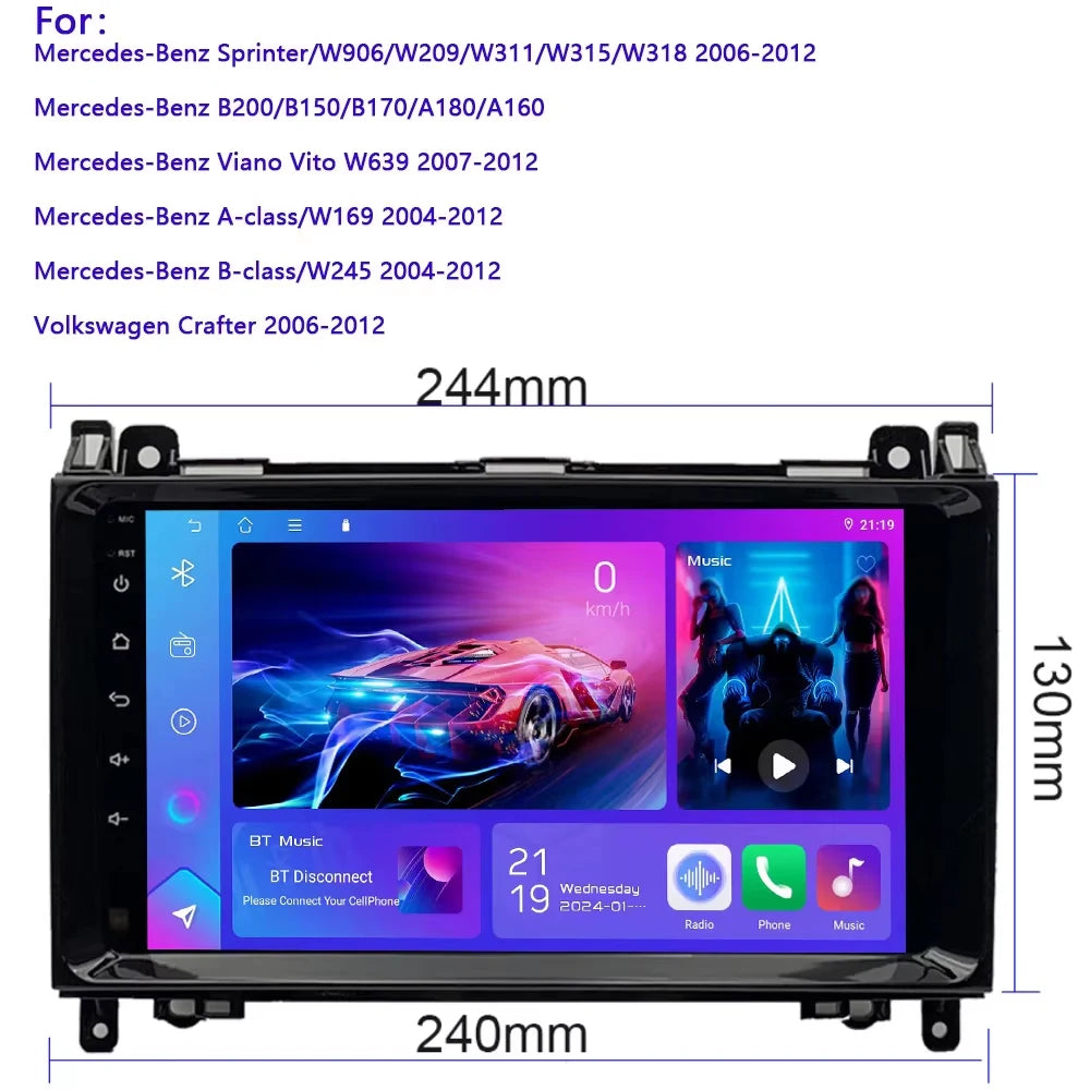 Android 16 For Mercedes Benz B200 Sprinter W906 W639 A B Class W169 W245 Viano Vito Car Ra | AUTOKITSHOP