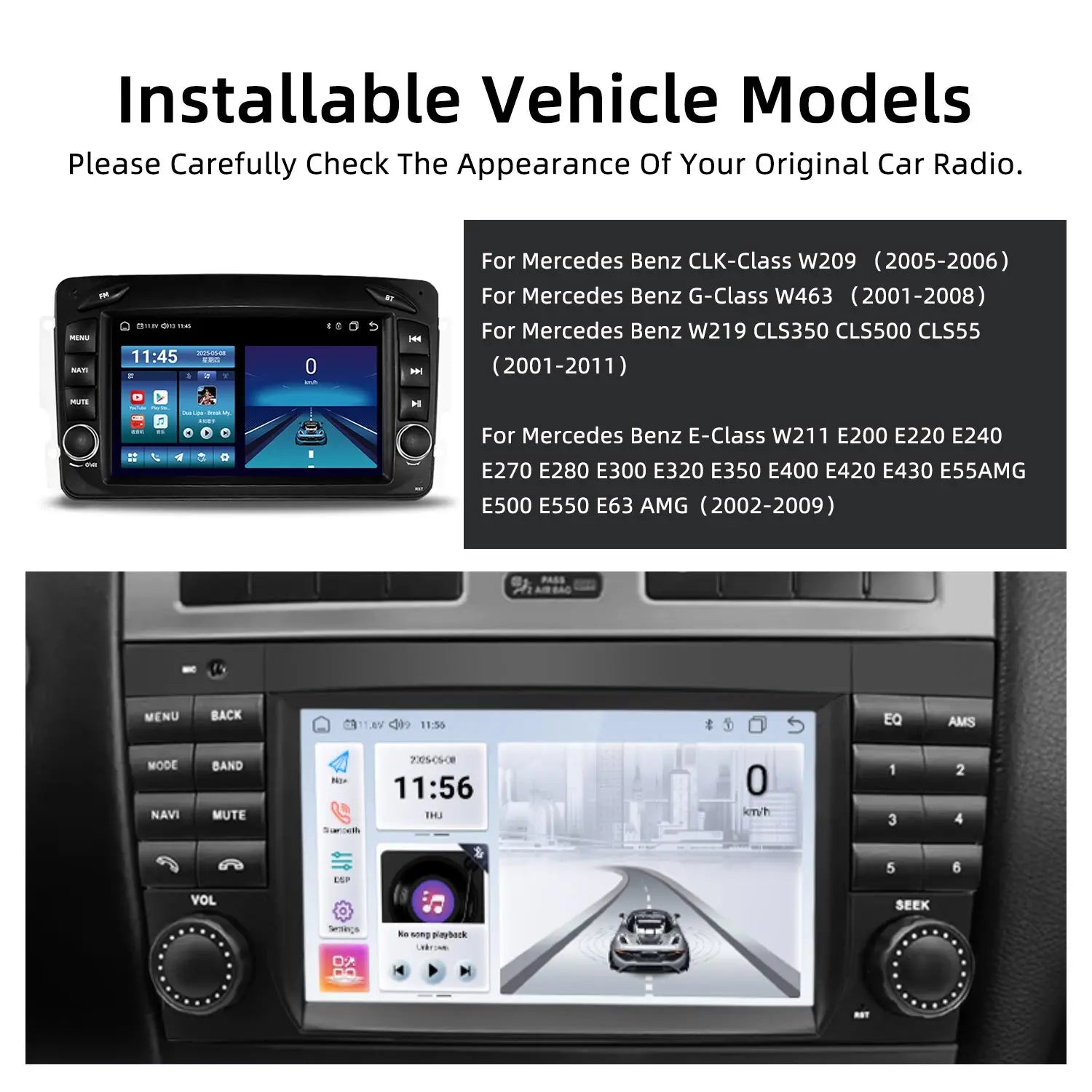 For Mercedes Benz CLK W209 G W463 1998-2004 Multimedia Audio Car Player with Navigation Ca