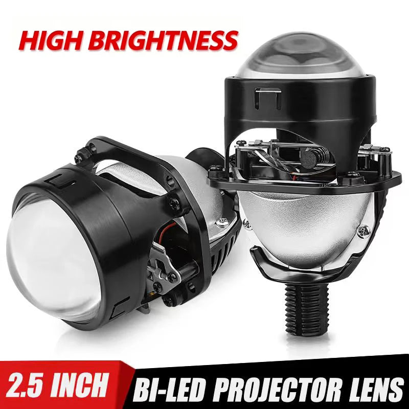 2.5 Inch LED Halo Angel Eyes Projector Lens High Low Beam Bi LED Lights for H4 H7 9005 HB3