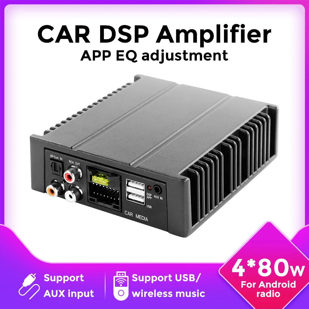 Car DSP Amplifier for Radio Stereo Subwoofer 4*50W TDA7851 with Fiber Optic Input Plug and | AUTOKITSHOP