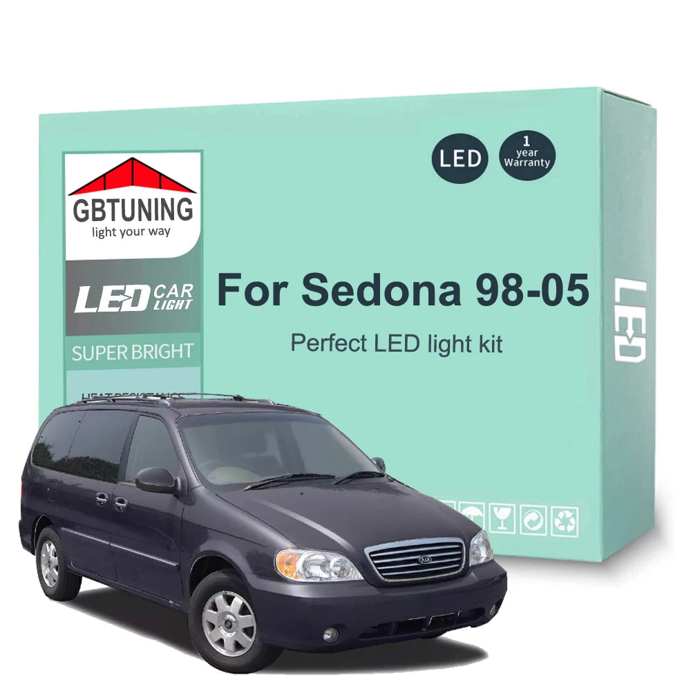 15-Piece LED Interior Light Kit for KIA Sedona Carnival 1998-2003 - Canbus Dome Map Door Trunk Bulbs | AUTOKITSHOP