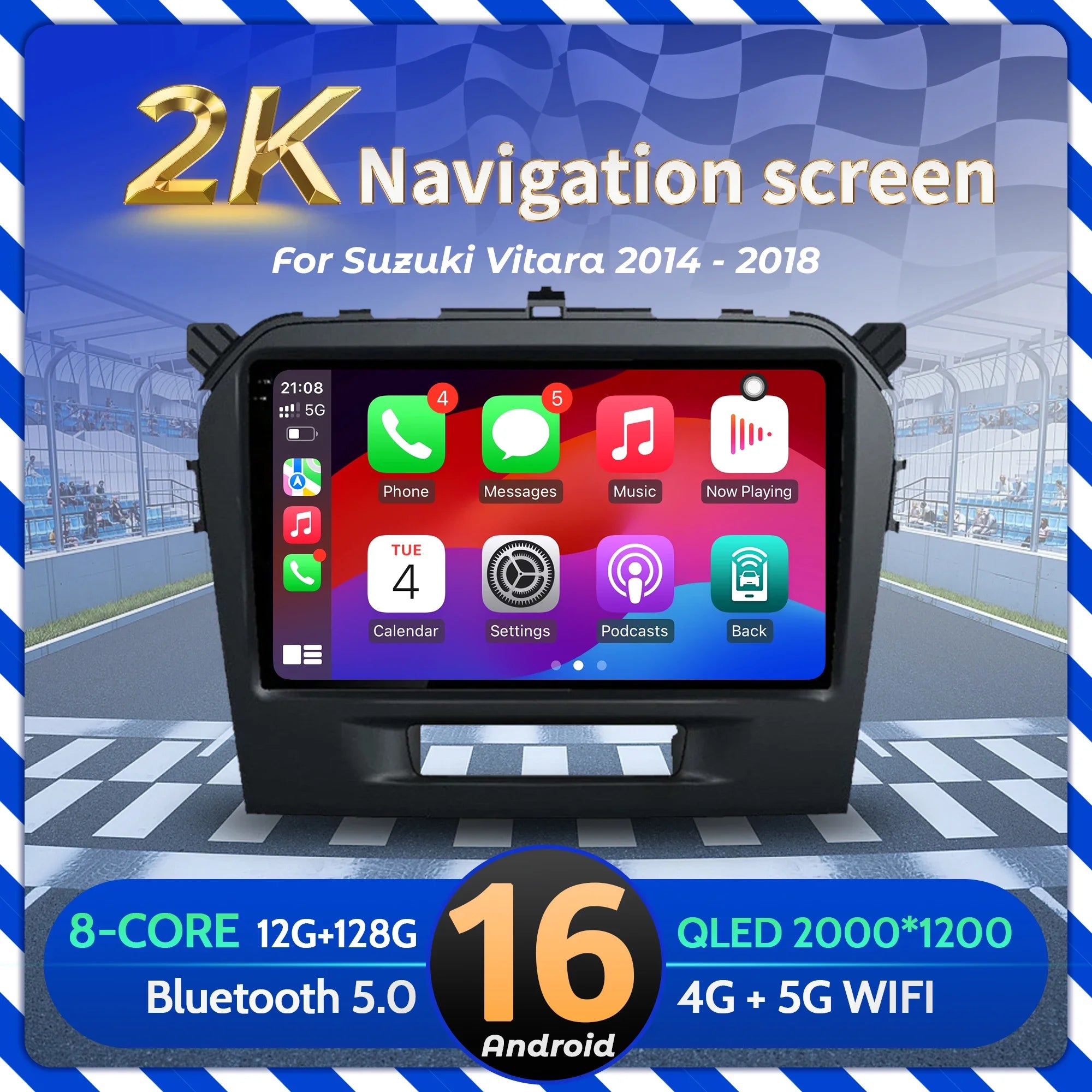 9 inch Car Radio Android 16 For Suzuki Vitara 2014-2018 BT Carplay Multimedia Navigation 2