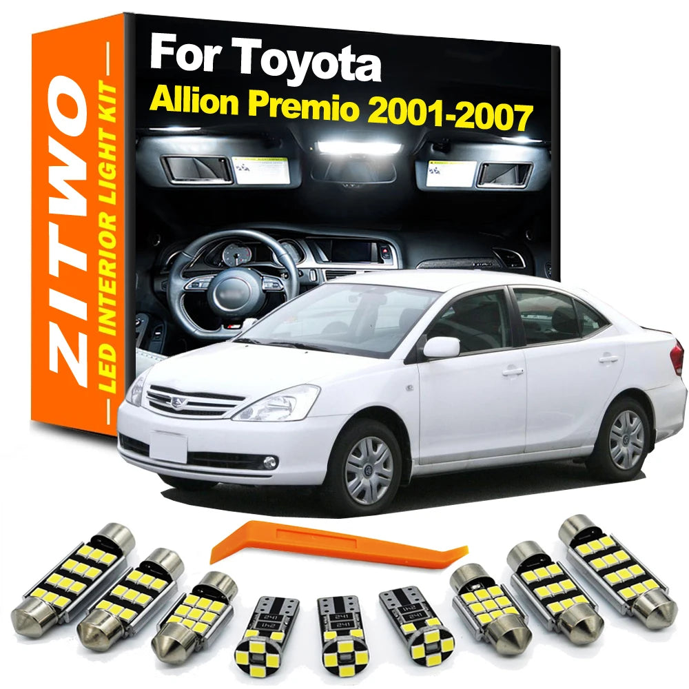 ZITWO 12Pcs LED Interior Dome Map Trunk Light Kit For Toyota Allion Premio 2001 2002 2003 2004 2005 2006 2007 License Plate Lamp