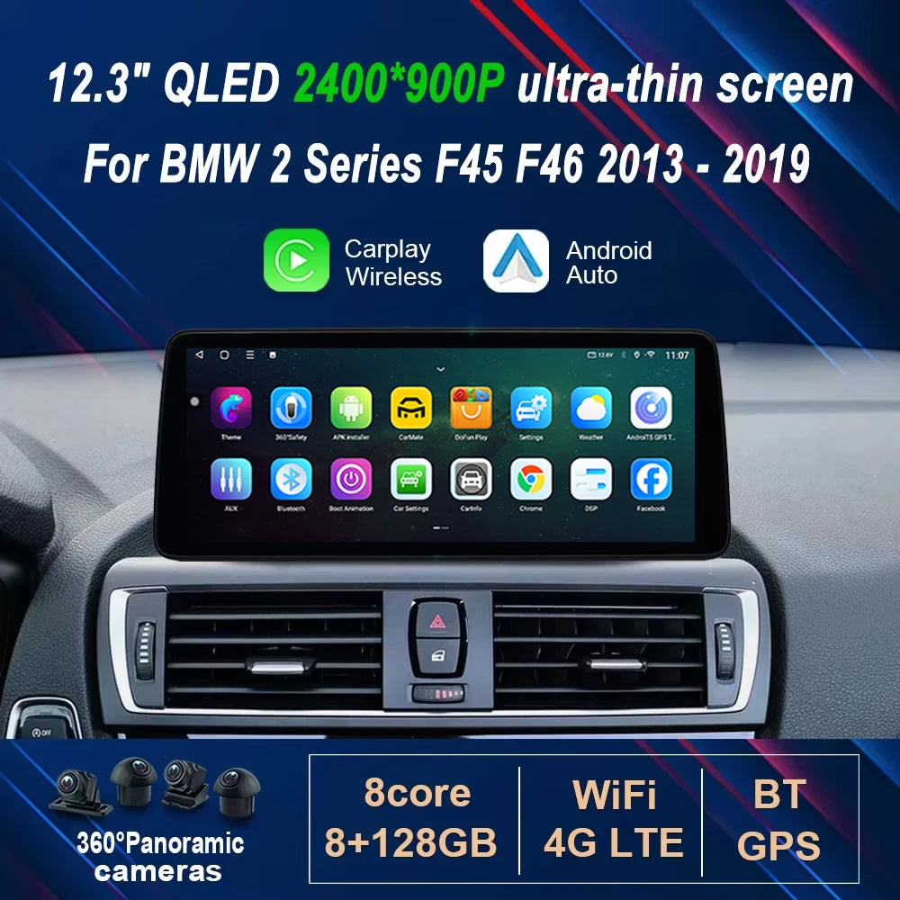 12.3' Ultra-Thin Android 15 for BMW 2 Series F45 F46 2013 - 2019 Car Radio Video Multimedi