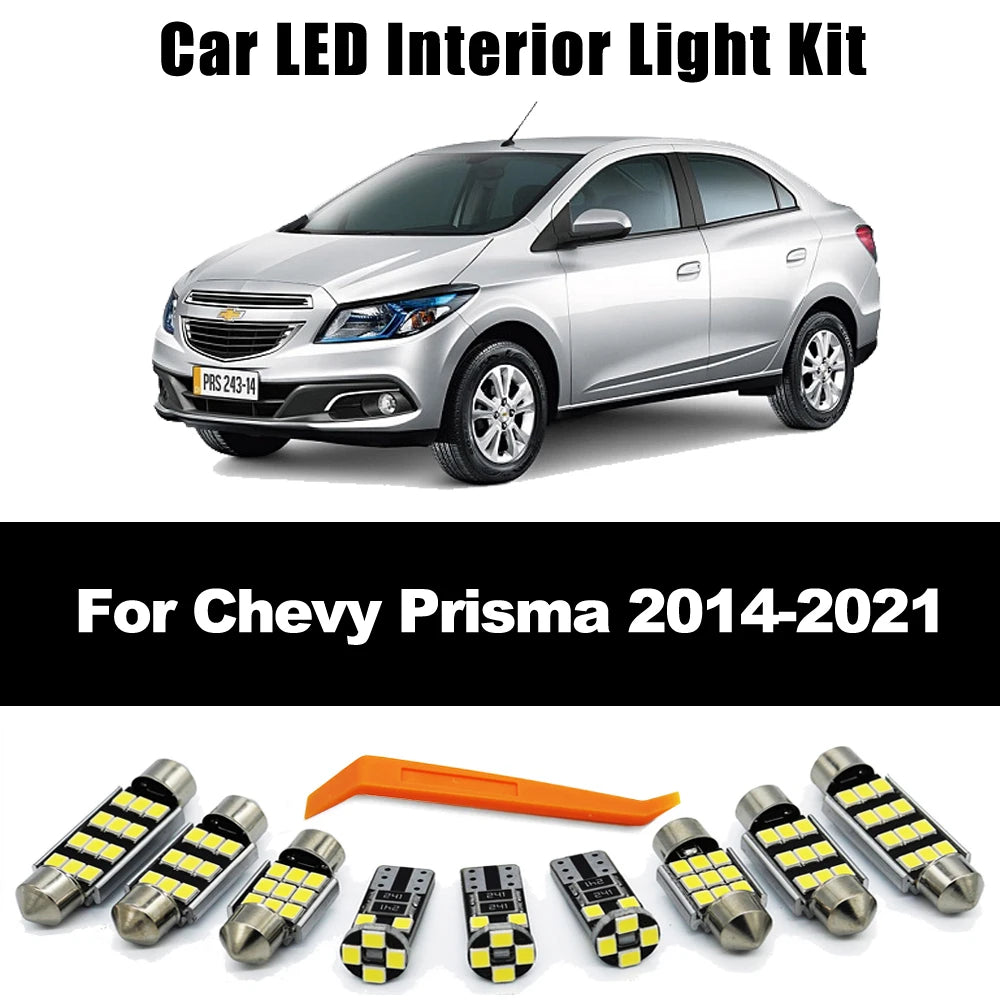 ZITWO 9Pcs LED Bulb Interior Dome Map Trunk Reading Light Kit For Chevrolet Chevy Prisma 2014 2015 2016 2017 2018 2019 2020 2021