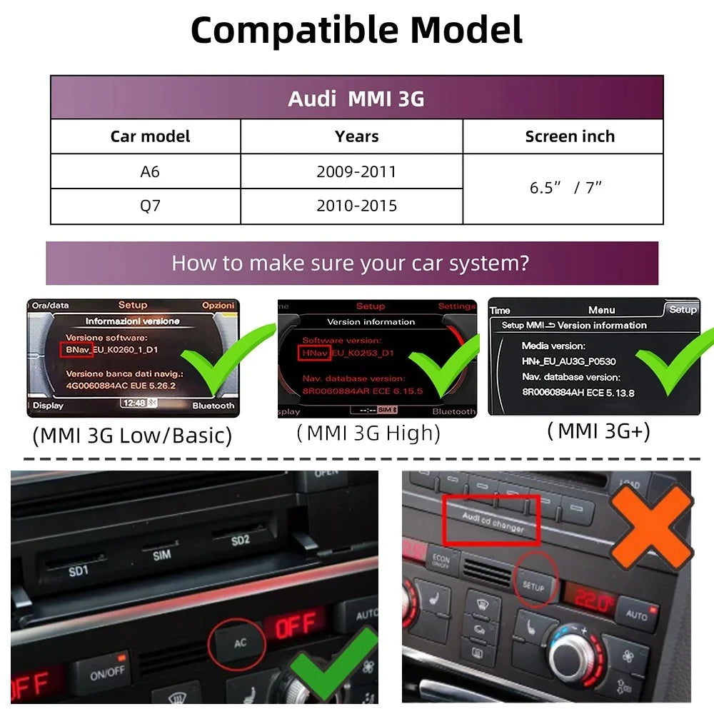 CARABC For Audi A6 Q7 Wireless CarPlay Android Auto Module MirrorLink AirPlay Reverse Came | AUTOKITSHOP