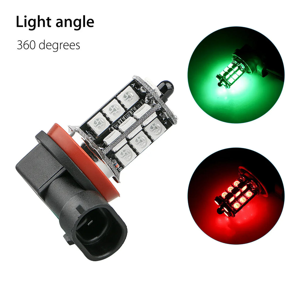 16Color RGB H11/H8/H9 LED Bulbs with Wireless IR Remote For Fog Light Driving Lamp 27SMD 5