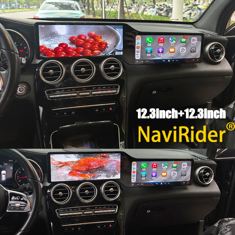 S For Benz C GLC W205 2015-2022 Car Radio GPS 12.3+12.3inch Dual Screen Android15 Navigati | AUTOKITSHOP