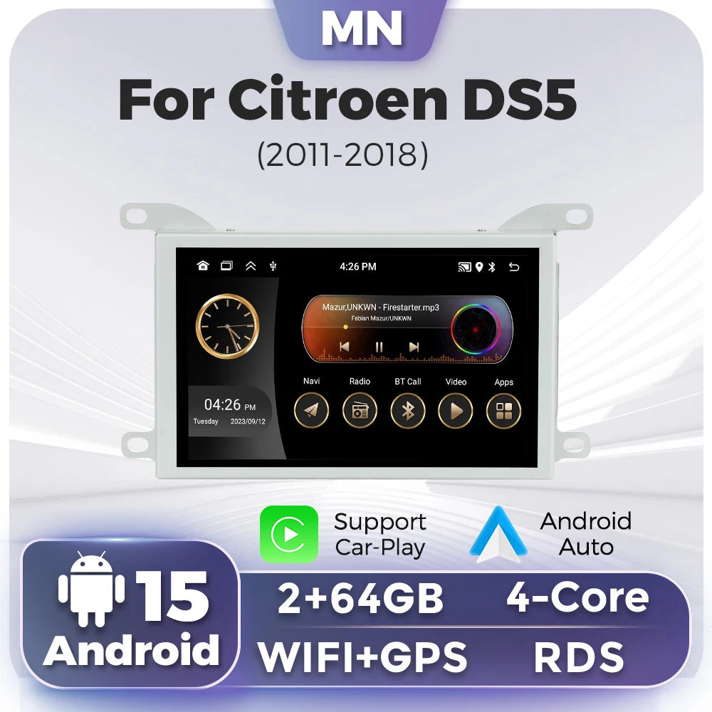 Android 15 Car Radio for Citroen DS 5 DS5 Carplay Auto Navigation GPS Stereo 508 Multimedi | AUTOKITSHOP