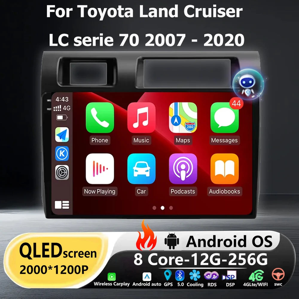 Wireless Carplay For Toyota Land Cruiser LC serie 70 2007 - 2020 Android 16 Auto Car Radio