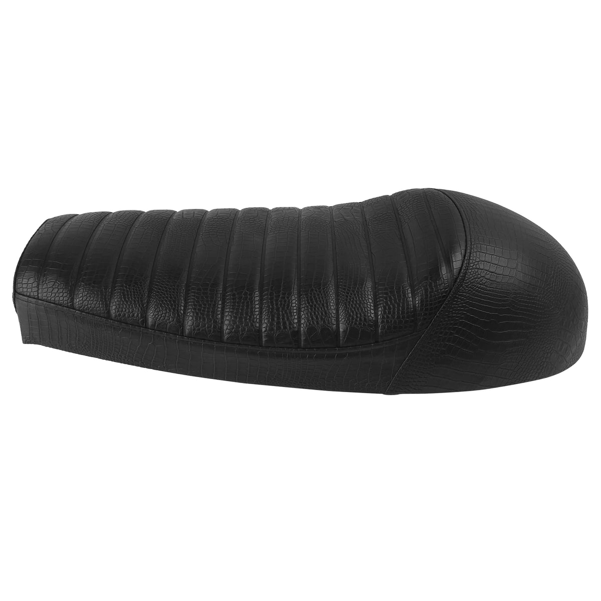 Black Crocodile Grain Cafe Racer Motorcycle Seat Vintage Tuck Roll Double Saddle Universal Bobbe - Automotive LED Light