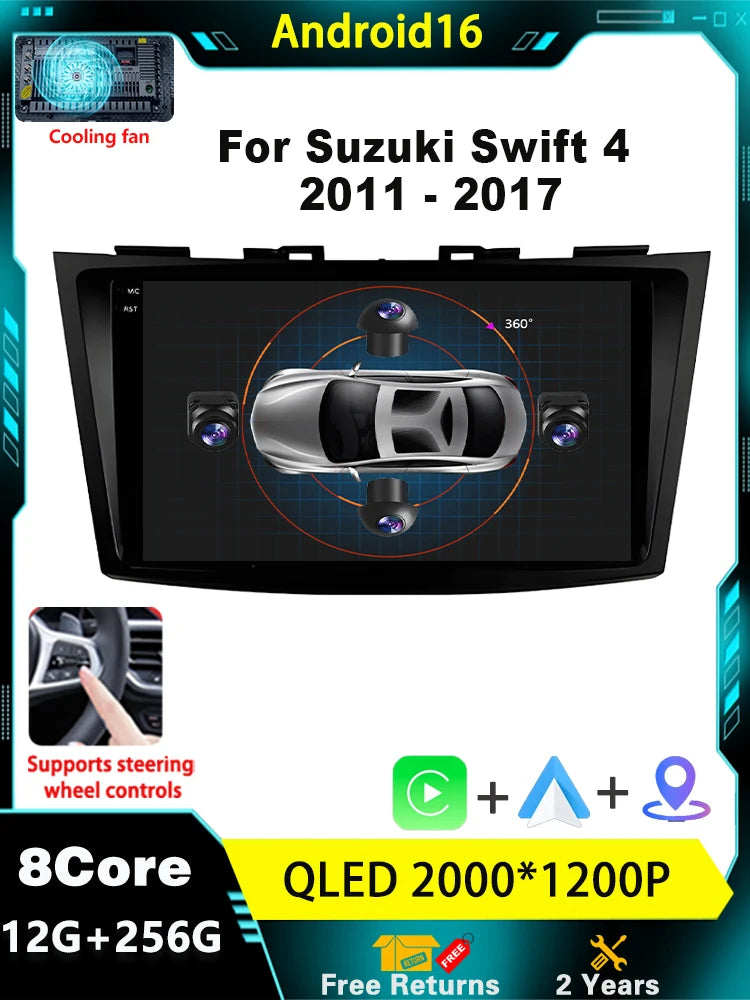 Android 16 Wireless CarPlay Auto Car Radio For Suzuki Swift 4 2011 - 2017 Car Intelligent