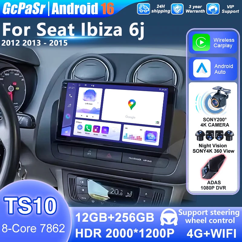 Carplay For Seat Ibiza 2012-2015 Android Auto Car Radio Head Unit Video Player Multimedia