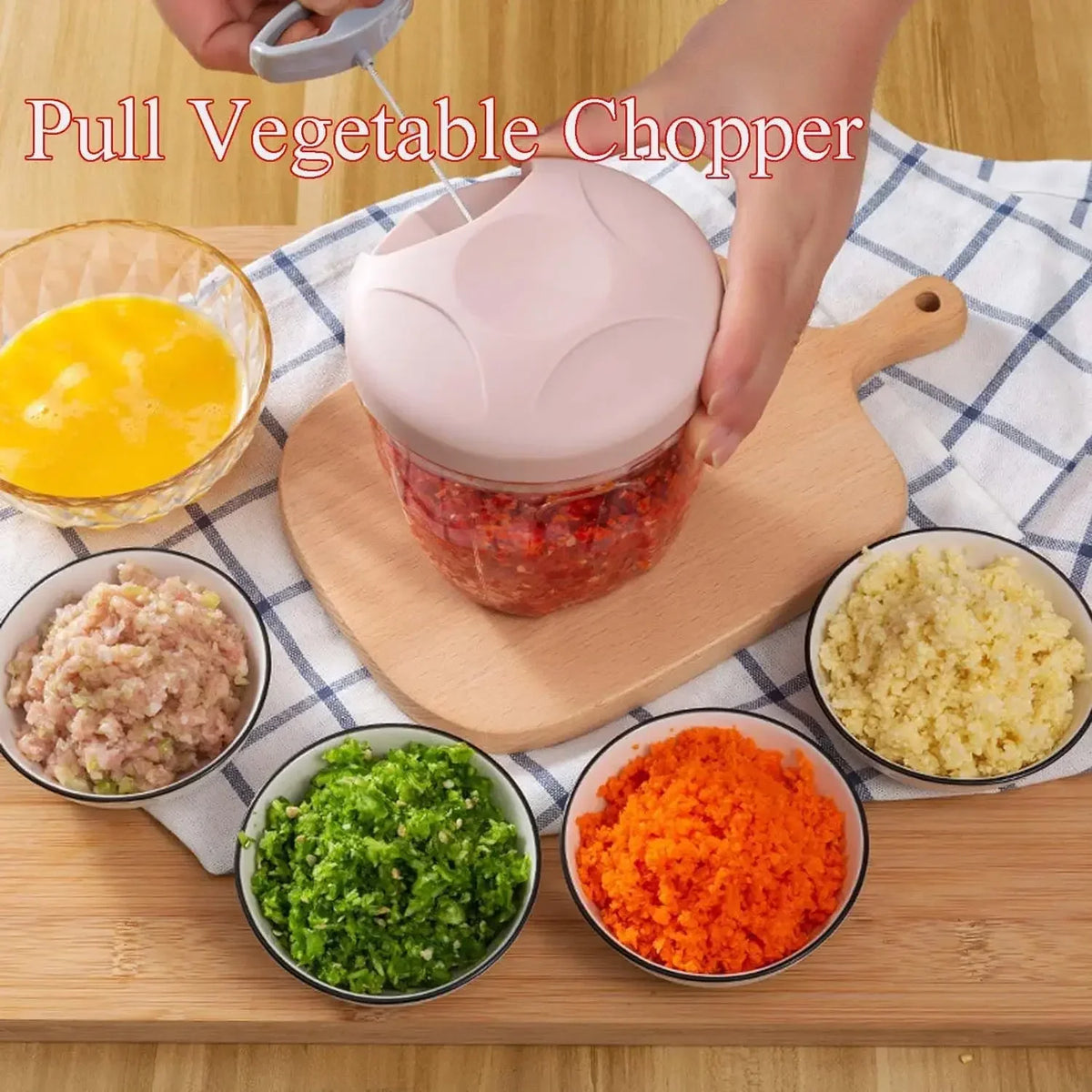 Manual Garlic Chopper 500/900ML Garlic Press Food Vegetables Cutter Meat Grinders Kitchen Gadget - Automotive LED Light