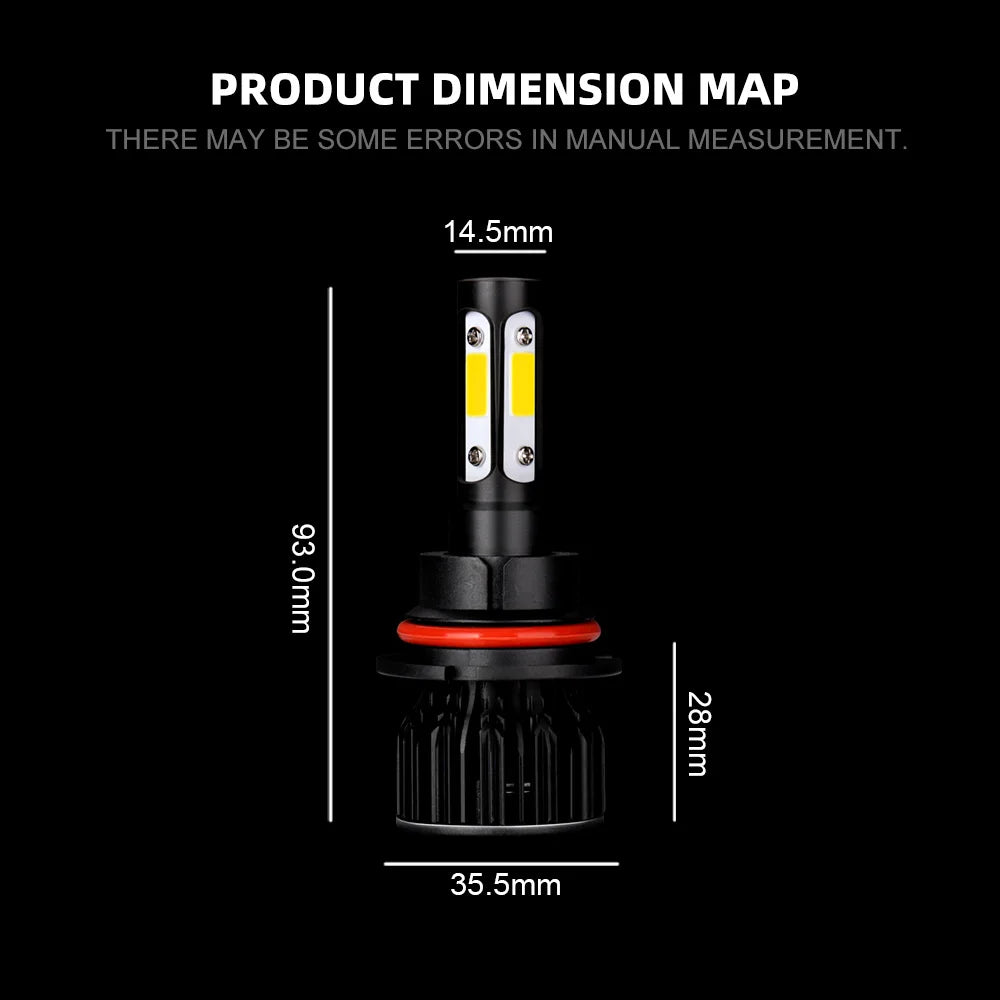 LED Headlight 9007 Car Light 6000K White 10000LM 100W COB Chip Hight Low Beam Bulbs Kit Fo