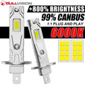 Bullvision 2Pcs 12000LM H1 LED Lights Bulb H1 High Power Headlight 6500K White Canbus Car