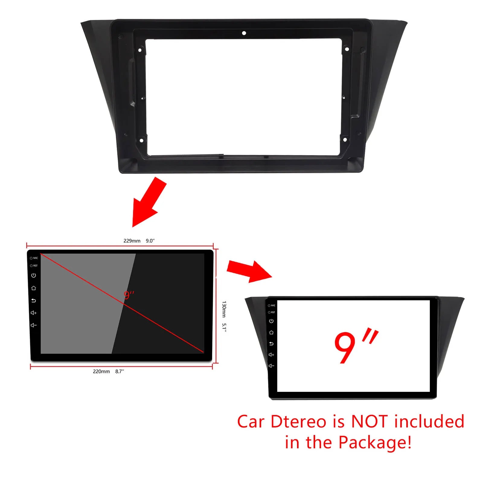 2din -1Din Car DVD Frame Audio Fitting Adaptor Dash Trim Kits Facia Panel 9 inch For Iveco