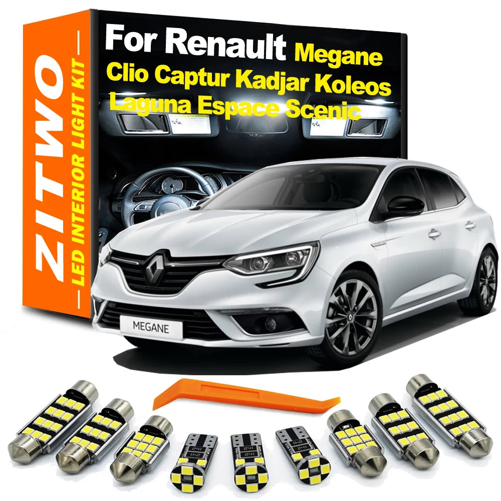 Complete LED Bulb Interior Light Kit For Renault Megane Clio Laguna Captur Kadjar Scenic Fluence Espace Koleos 2 3 4 Accessories