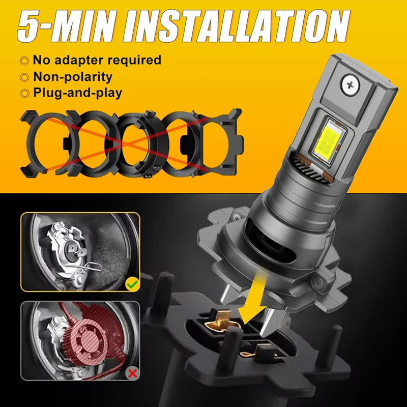 3500000LM 3000W H7 LED Headlight Canbus No Error 1:1 Size 12V Mini Diode Plug&Play 16PCS 8