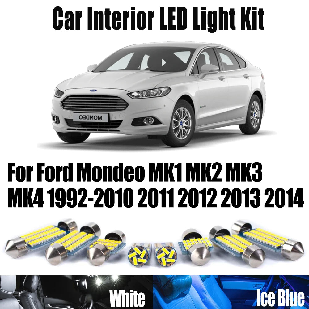 LED Interior Light Kit for Ford Mondeo MK1 MK2 MK3 MK4 1992-2010 - Canbus Dome Map Door Trunk Bulbs | AUTOKITSHOP