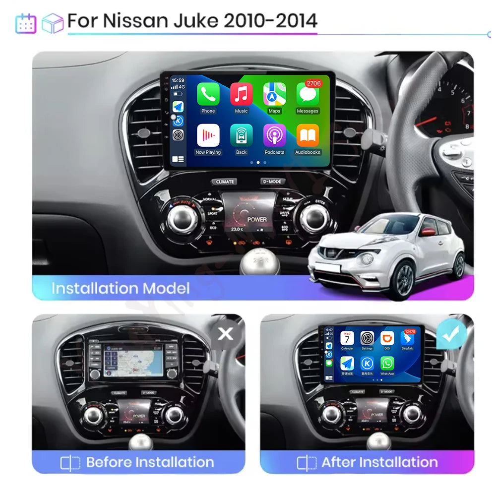 9" Car Radio Carplay For Nissan Juke YF15 2010-2017 Navigation GPS Android Auto Multimedia
