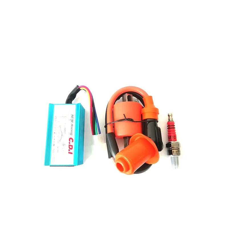 5 Pin Motorcycle Bikes CDI Box + Ignition Coil +Spark Plug For 50-125cc
