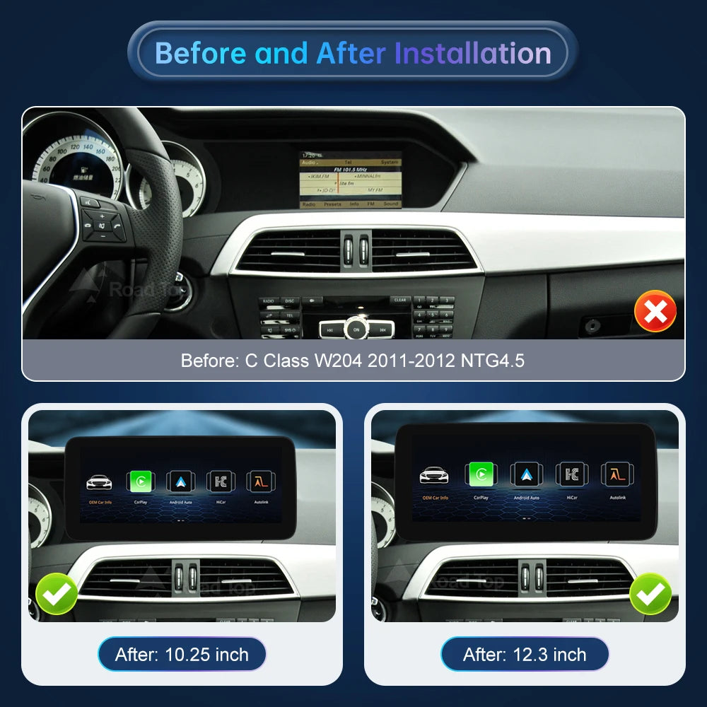 CN 10.25 12.3'' Multimedia Display For Benz C Class W204 2011-2012 NTG4.5 Touch Screen Wir | AUTOKITSHOP