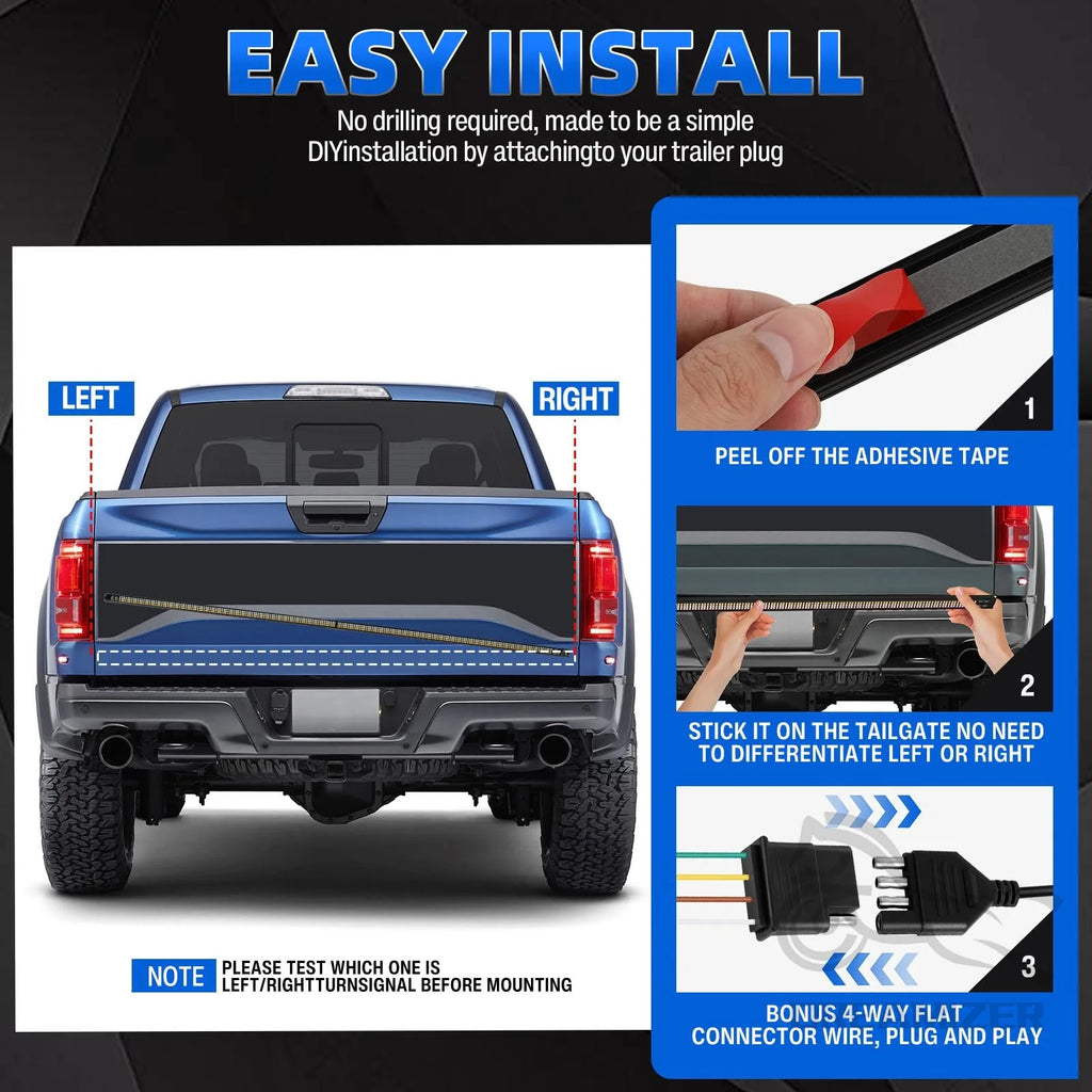 48 Inch Truck Tailgate Light Bar 12V 5 Function 648 LED Brake Light Strip Brake Turn Signal Reve - Canbus LED Car Light