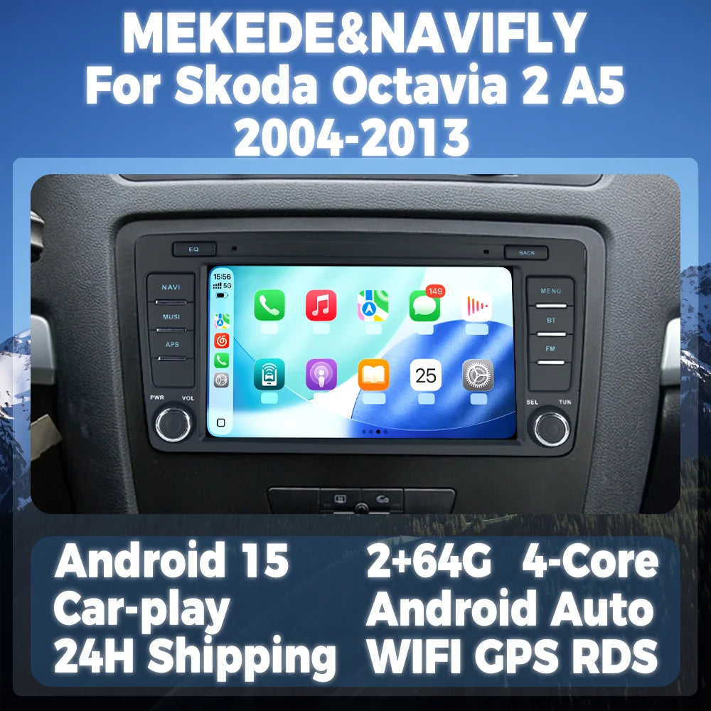 8" Android 15 Car Radio For Skoda Octavia 2 A5 2004-2013 GPS Navigation Multimedia Player | AUTOKITSHOP