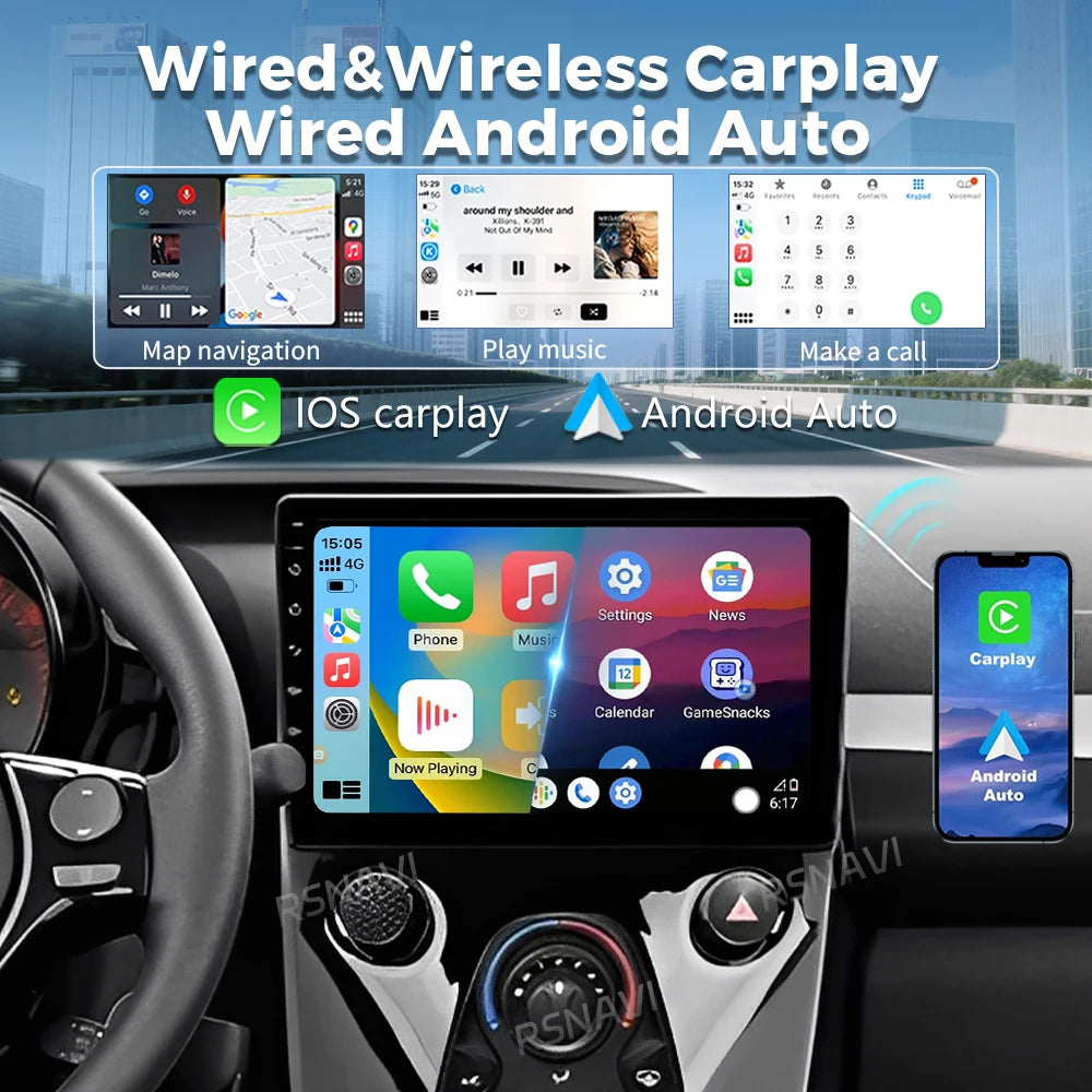 Android 16 For Peugeot 108 Toyota Aygo B40 2014 - 2021 2K QLED Stereo Car Radio Multimedia