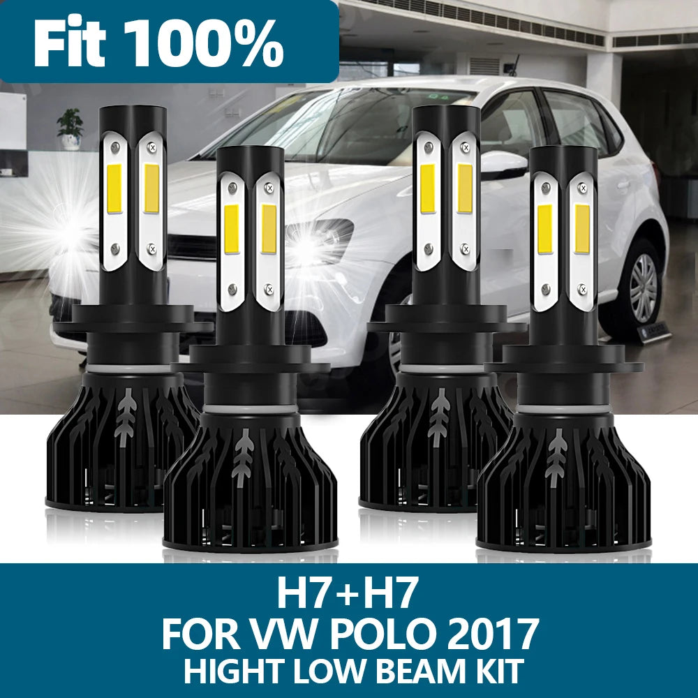 Fit For Volkswagen VW POLO 2017 4Pcs H7 LED Headlight Car Light 6000K White 10000LM 100W C