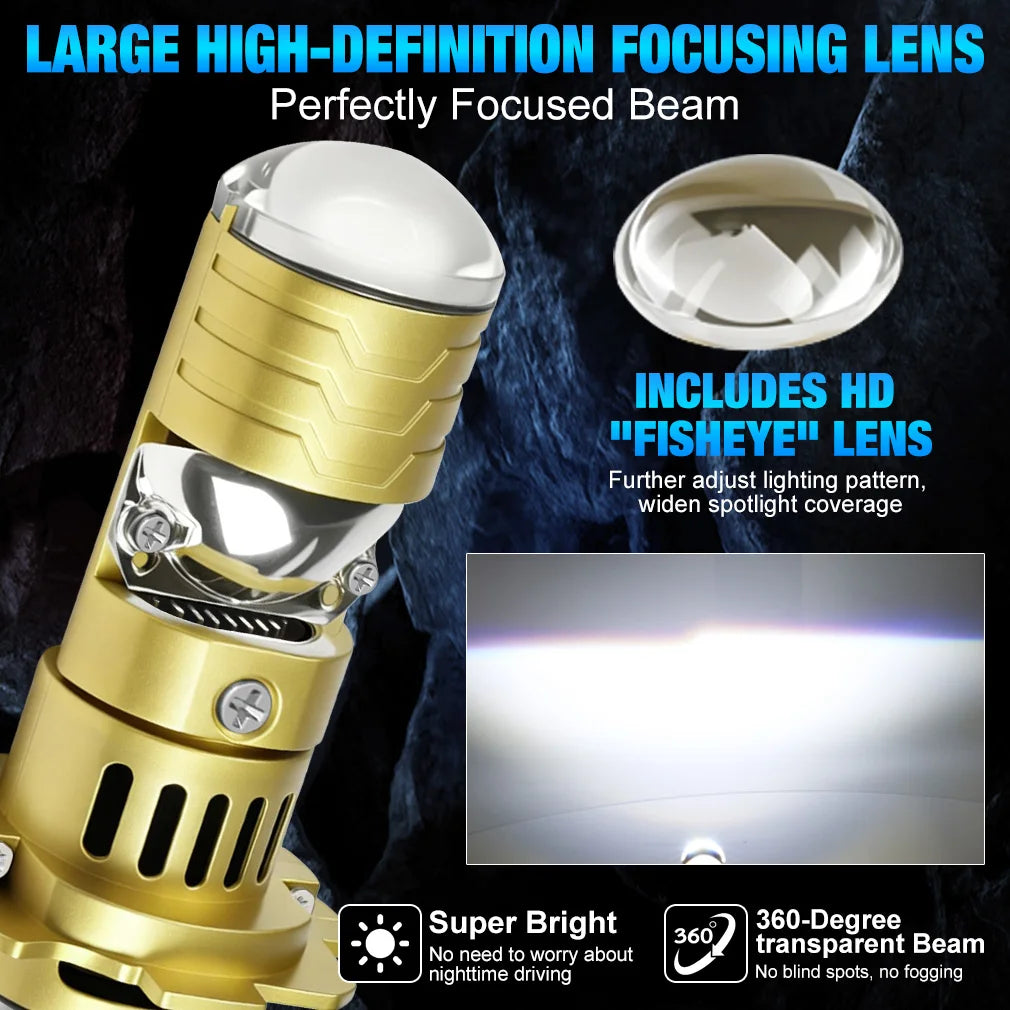40000LM H7 LED Projector Lens Headligh H7 Canbus Car Headlight Mini Bulb 200W 6000K Turbo