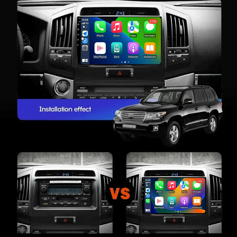 Android Carplay Monitors For Toyota Land Cruiser 11 2007-2015 Android 16 Car video Multime