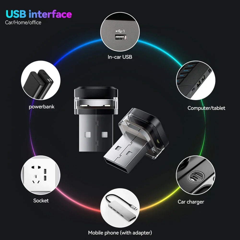 New Universal USB Car Interior Ambient Atmosphere Light LED Signal Lights Auto Reading Lamp Decorations Car Interior Accessories
