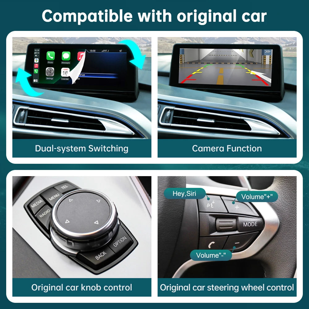 Wireless CarPlay RoadTop for BMW i8 I12 NBT EVO System 2014-2018, with Android Auto Mirror
