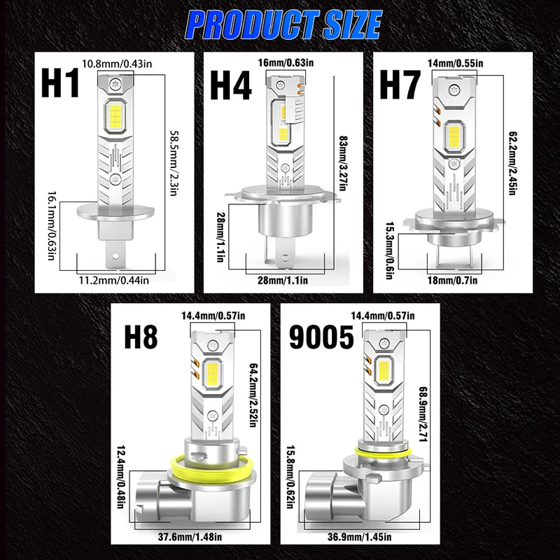 6000W Canbus H8 H11 H9 LED Headlights H1 9005 HB3 9006 HB4 9012 H4 Led Lamp 16PC CSP Car H