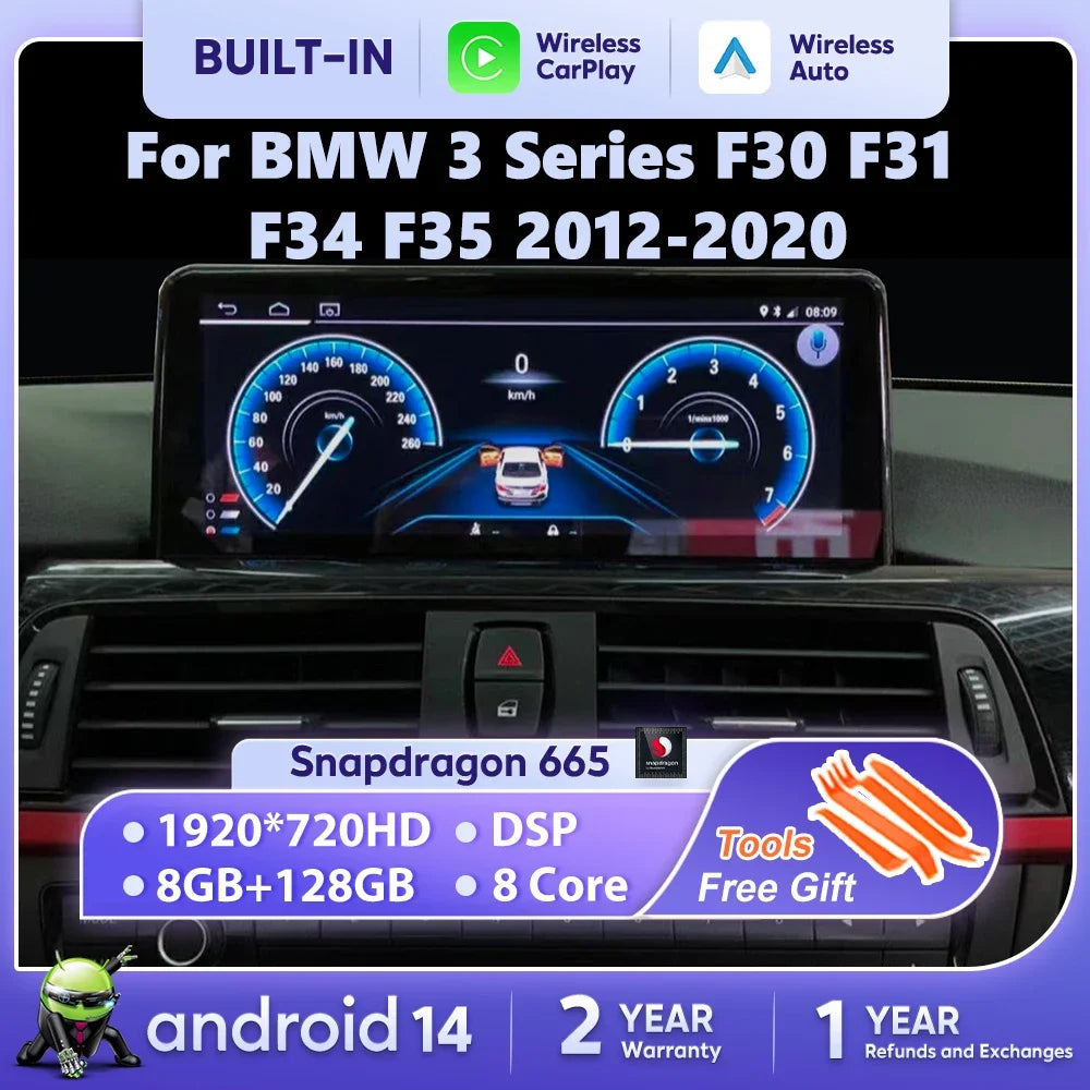 Android 14 Auto CarPlay For BMW 3 Series F30 F31 F34 F35 2012-2020 GPS Car Multimedia Play