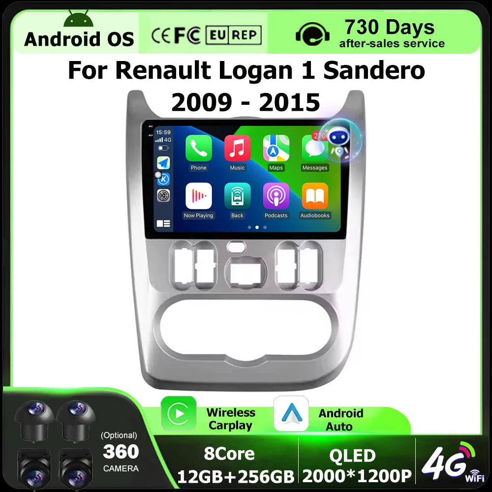 Car Radio Multimedia Video Player GPS Navigation For Renault Logan 1 Sandero 2009-2015 And