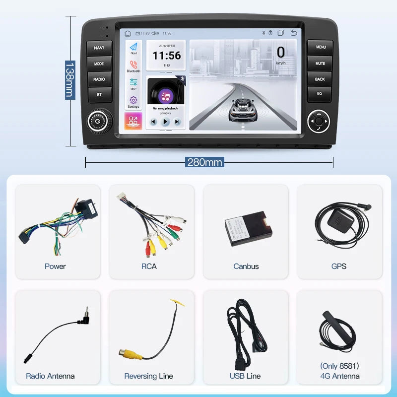 SZLELV 9'' Carplay Android Auto For Mercedes Benz R-Class R280 R300 R320 R350 W251 R450 Mu