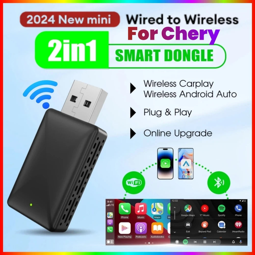 Wireless Carplay Adapter Android Auto Smart Dongle 2in1 For Chery Tiggo 8 Tiggo 2 Tiggo 3  | AUTOKITSHOP
