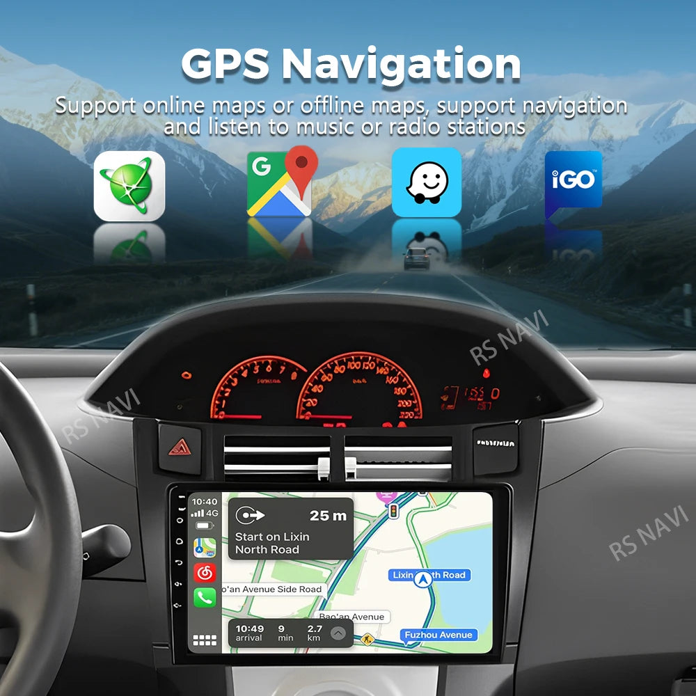 Android 16 For Toyota Yaris XP90 2005 - 2012 2K QLED Android Car Radio Multimedia Video Pl