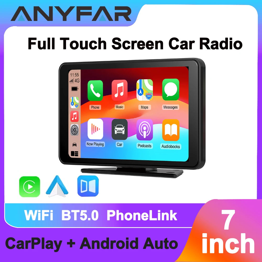 7 Inch Touch Screen Car Portable Wireless CarPlay Android Auto Multimedia Player Bluetooth
